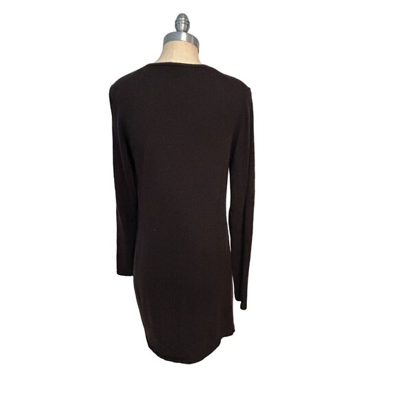 Eileen Fisher Brown Merino Wool Long Sleeve V-Neck Sweater Dress Small - Picture 3 of 5